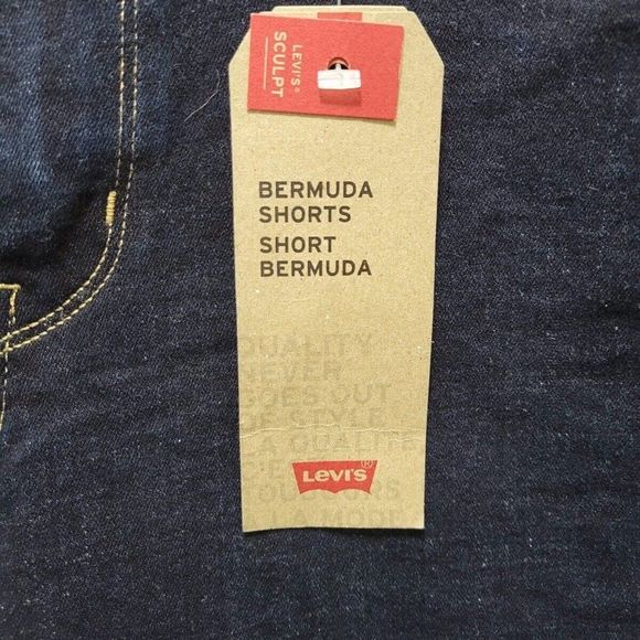 Levi’s Sculpt Women's Bermuda Shorts Denim Blue Dark Wash Rolled Hem Casual W30 - Picture 7 of 9